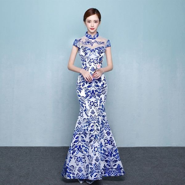 blue white porcelain chinese traditional evening gown fashion mermaid long modern qipao cheongsam oriental dresses custom, Red
blue white porcelain chinese traditional evening gown fashion mermaid long modern qipao cheongsam oriental dresses custom, Red