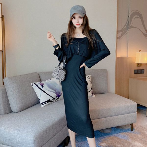 fashion age-reducing western style two-piece suit womens long-sleeved shawl short coat slim-fit hip mid-length strap dress, White;black
fashion age-reducing western style two-piece suit womens long-sleeved shawl short coat slim-fit hip mid-length strap dress, White;black