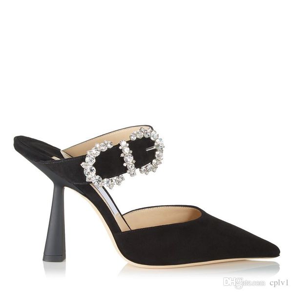 women designer slippe evening dress high heel shiny buckle sandals with thin heels pointed back empty women's sandals with high heels, Black
women designer slippe evening dress high heel shiny buckle sandals with thin heels pointed back empty women's sandals with high heels, Black