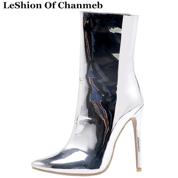 women winter fashion mirror silver shoes fetish ankle boots 12cm stiletto heel boots shiny party wedding female shoes 33-48, Black
women winter fashion mirror silver shoes fetish ankle boots 12cm stiletto heel boots shiny party wedding female shoes 33-48, Black