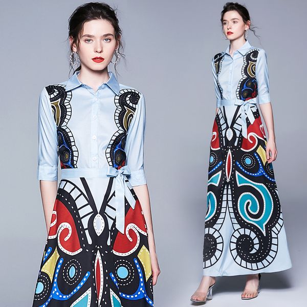 new style women's fashion floral print button front lapel neck runway dress office ladies slim casual party dresses, Black;gray 
new style women's fashion floral print button front lapel neck runway dress office ladies slim casual party dresses, Black;gray