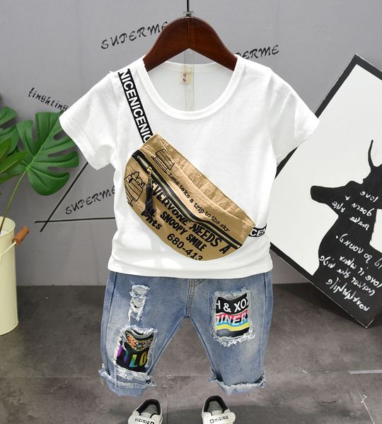 fashion boys clothing set kids summer white dark blue t shirt and jean blue short 2pcs baby casual all match clothes children t200414
fashion boys clothing set kids summer white dark blue t shirt and jean blue short 2pcs baby casual all match clothes children t200414