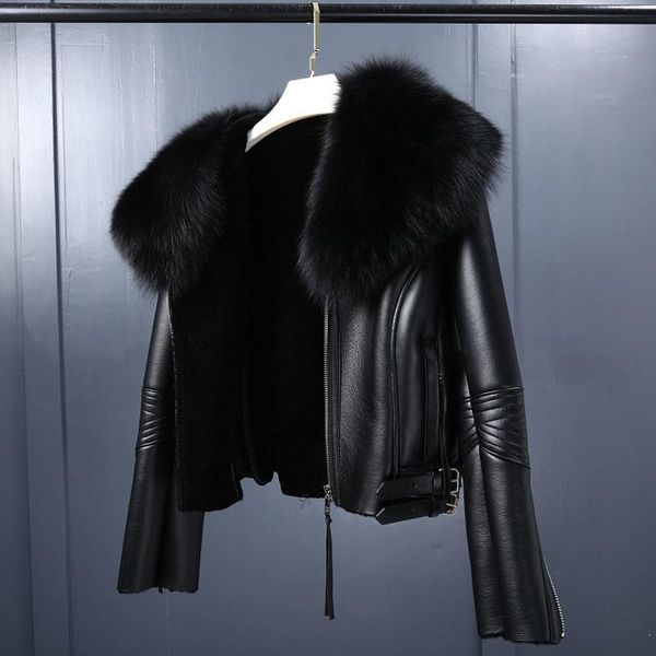women thickening fur collar warm coats turn-down collar winter motorcycle faux leather jackets long sleeve faux fur jackets, Black
women thickening fur collar warm coats turn-down collar winter motorcycle faux leather jackets long sleeve faux fur jackets, Black