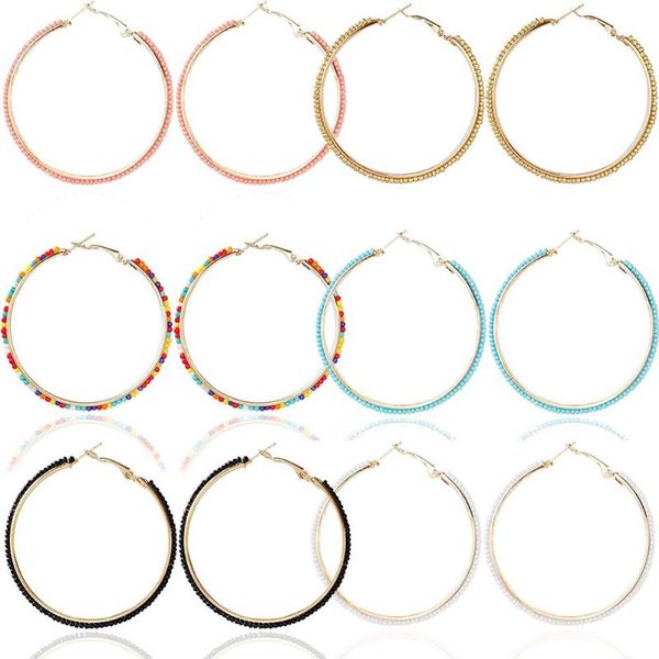 bohemian hoop earrings geometric hollow circle round beaded rice seed bead earrings dangle drop ear for women girls jewelry, Golden;silver
bohemian hoop earrings geometric hollow circle round beaded rice seed bead earrings dangle drop ear for women girls jewelry, Golden;silver