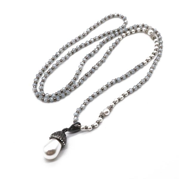 pearl charm necklace pendant hand made beaded simple design wholesale pretty new for women, Silver
pearl charm necklace pendant hand made beaded simple design wholesale pretty new for women, Silver