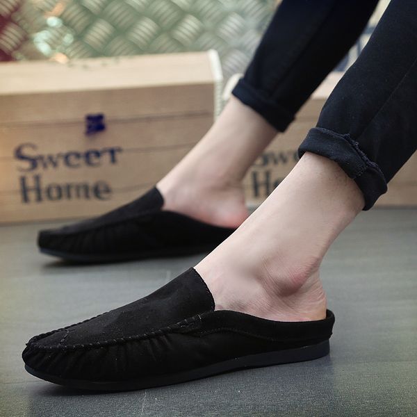 new trend half slippers men anti slip lazy shoes men selling drive shoes mens suede leather young casual loafers, Black
new trend half slippers men anti slip lazy shoes men selling drive shoes mens suede leather young casual loafers, Black