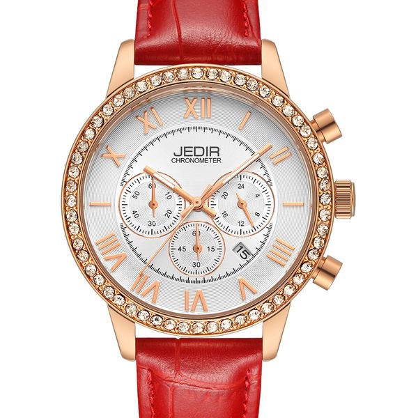 new 6 hands women's watches chronograph rose gold sport watch ladies diamond red leather strap analog female quartz wristwatch, Slivery;brown
new 6 hands women's watches chronograph rose gold sport watch ladies diamond red leather strap analog female quartz wristwatch, Slivery;brown