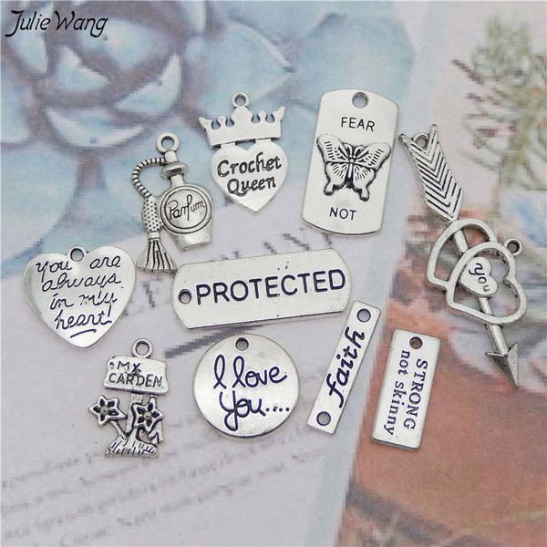 julie wang 10pcs/pack silver mixed inspiration word charms necklace mix shape handmade jewelry accessory women men gift, Bronze;silver
julie wang 10pcs/pack silver mixed inspiration word charms necklace mix shape handmade jewelry accessory women men gift, Bronze;silver