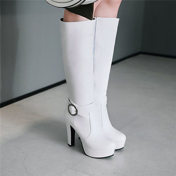 ymechic white black platform high heels knight woman boots pu leather mid calf buckle strap large size ladies ridding boot shoe
ymechic white black platform high heels knight woman boots pu leather mid calf buckle strap large size ladies ridding boot shoe