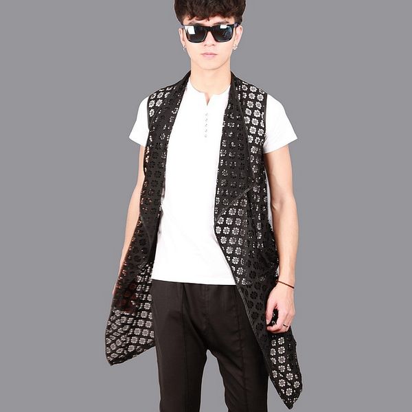 men's vests 2021 clothing trend summer thin male vest medium-long sleeveless cardigan costume singer costumes, Black;white
men's vests 2021 clothing trend summer thin male vest medium-long sleeveless cardigan costume singer costumes, Black;white