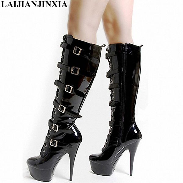 laijianjinxia new women knee-high boots 15cm high heels boots for ladies round toe buckle strap party motorcycle, Black
laijianjinxia new women knee-high boots 15cm high heels boots for ladies round toe buckle strap party motorcycle, Black