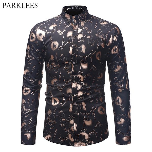 gold bronzing floral shirt men 2018 brand mandarin collar slim fit dress shirts mens long sleeve casual social tuxedo shirt male, White;black
gold bronzing floral shirt men 2018 brand mandarin collar slim fit dress shirts mens long sleeve casual social tuxedo shirt male, White;black