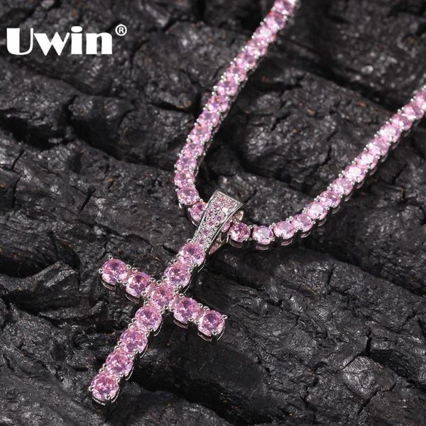 uwin fashion 4mm pink cz tennis chain with cross pendant necklace full iced cubic zirconia women hiphop jewelry gift, Silver
uwin fashion 4mm pink cz tennis chain with cross pendant necklace full iced cubic zirconia women hiphop jewelry gift, Silver