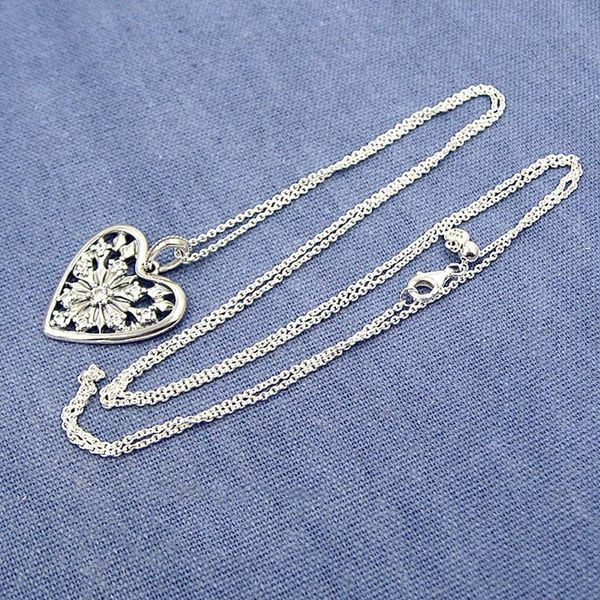 wholesale- heart pendant necklace for 925 sterling silver with cz diamond ladies ring luxury designer jewelry with box