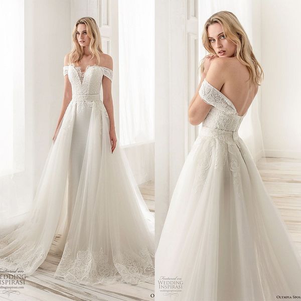 modest a line bohemian dresses off shoulder short sleeve tulle lace applique detachable sash wedding gowns sweep train robe de mariée, White
modest a line bohemian dresses off shoulder short sleeve tulle lace applique detachable sash wedding gowns sweep train robe de mariée, White