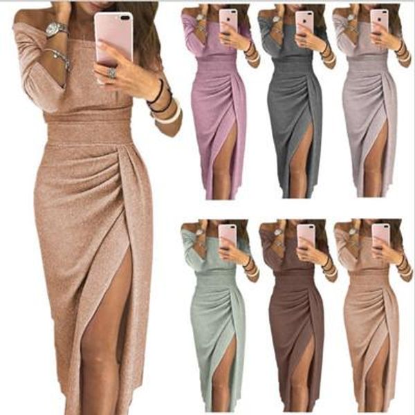 women dress slash neck package hip split sequin dresses ladies bandage party night club mid-calf bling bling dress, Black;gray
women dress slash neck package hip split sequin dresses ladies bandage party night club mid-calf bling bling dress, Black;gray
