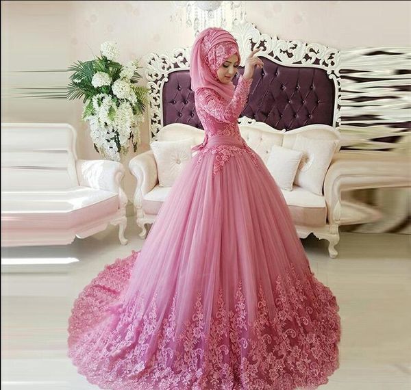 fuchsia ball gown muslim wedding dresses high neck 2020 with lace appliques jewel neck long sleeves court train saudi arabic bridal gowns, White
fuchsia ball gown muslim wedding dresses high neck 2020 with lace appliques jewel neck long sleeves court train saudi arabic bridal gowns, White