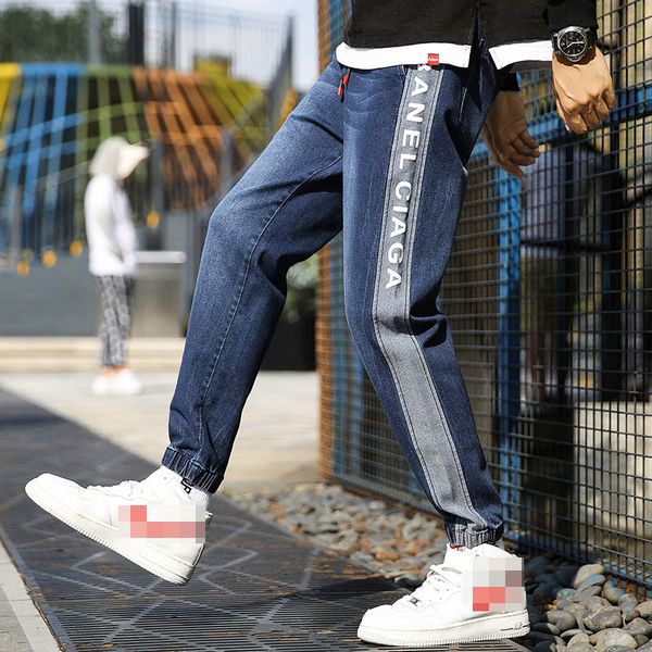 men's jeans male autumn side stripe letters printed straight streetwear stretch denim trousers pencil elastic drawstring mens clothing, Blue
men's jeans male autumn side stripe letters printed straight streetwear stretch denim trousers pencil elastic drawstring mens clothing, Blue