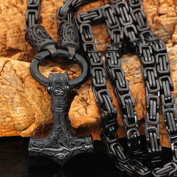 nordic viking rune with thor hammer pendant necklace stainless steel -king chain with valknut gift bag, Silver
nordic viking rune with thor hammer pendant necklace stainless steel -king chain with valknut gift bag, Silver
