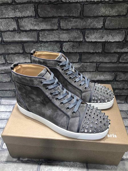 new red bottom rivet shoe grey shoe designer sneakers high cut studded spikes luxury shoes for men women shoes party crystal leather, Black
new red bottom rivet shoe grey shoe designer sneakers high cut studded spikes luxury shoes for men women shoes party crystal leather, Black