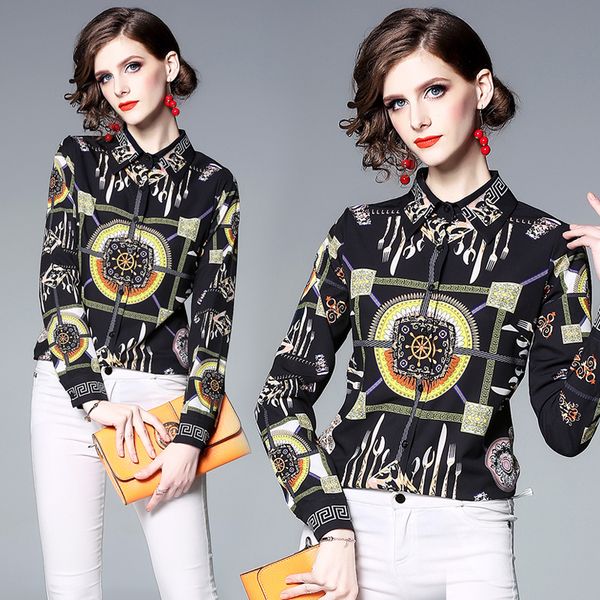 runway women's luxury fashion floral print blouses shirts spring fall office lady slim plus size elegant vintage shirts, White
runway women's luxury fashion floral print blouses shirts spring fall office lady slim plus size elegant vintage shirts, White