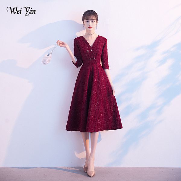 wei yin ae0403 prom dress 2020 v-neck half sleeves vestidos de gala burgundy -length women party dresses, White;black
wei yin ae0403 prom dress 2020 v-neck half sleeves vestidos de gala burgundy -length women party dresses, White;black