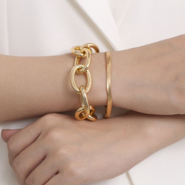 large ring chain and small flat chain 2pcs set women bracelets hip hop trendy punk accessories gold party jewelry fj102, Black
large ring chain and small flat chain 2pcs set women bracelets hip hop trendy punk accessories gold party jewelry fj102, Black