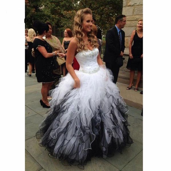 black and white wedding dresses ball gown sweetheart crystal beaded ruffled floor length tulle wedding gowns cheap
black and white wedding dresses ball gown sweetheart crystal beaded ruffled floor length tulle wedding gowns cheap