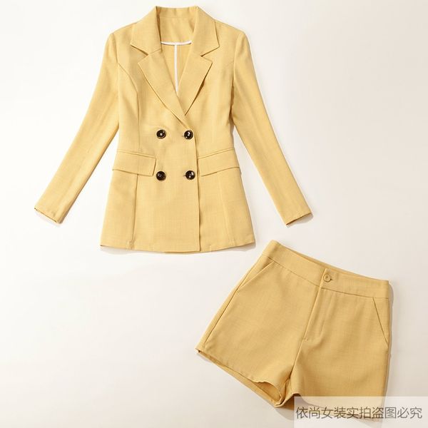 summer 2020 women's slim double-row jacket two-piece casual office shorts temperament fashion office suit women, White;black
summer 2020 women's slim double-row jacket two-piece casual office shorts temperament fashion office suit women, White;black