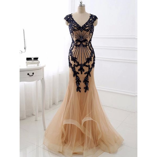 gorgeous sweetheart mermaid prom dresses applique and beading elegant evening dresses short sleeve champagne evening gowns with sweep train, Black;red
gorgeous sweetheart mermaid prom dresses applique and beading elegant evening dresses short sleeve champagne evening gowns with sweep train, Black;red