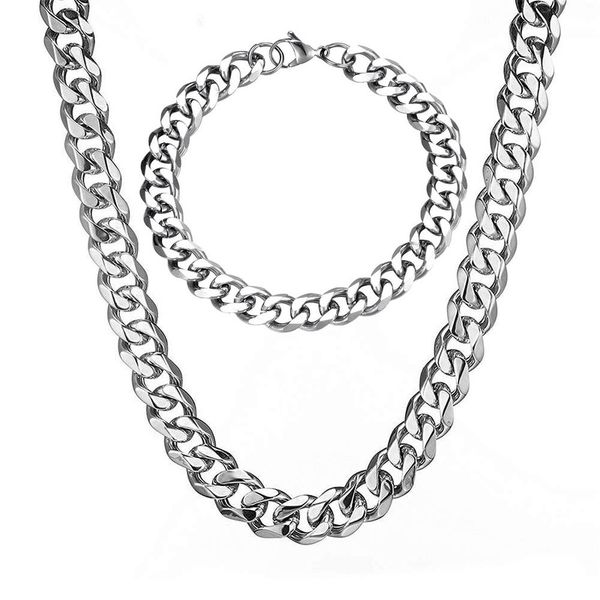 6/8/10/12mm chain necklace bracelet for men hip hop rock style stainless steel curb cuban link chain jewelry set, Silver
6/8/10/12mm chain necklace bracelet for men hip hop rock style stainless steel curb cuban link chain jewelry set, Silver