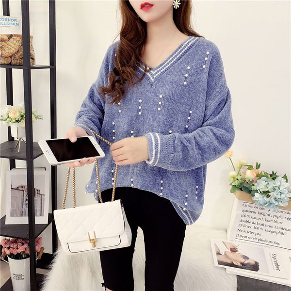 chenille sweater women's pullover lazy sweater loose korean net red 2019 new autumn and winter tide, White;black
chenille sweater women's pullover lazy sweater loose korean net red 2019 new autumn and winter tide, White;black