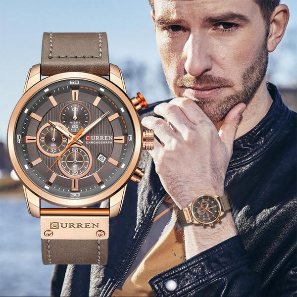 waterproof calendar quartz watch round true three eyes men's business watch fashion sports leather strap wristwatches, Slivery;brown
waterproof calendar quartz watch round true three eyes men's business watch fashion sports leather strap wristwatches, Slivery;brown