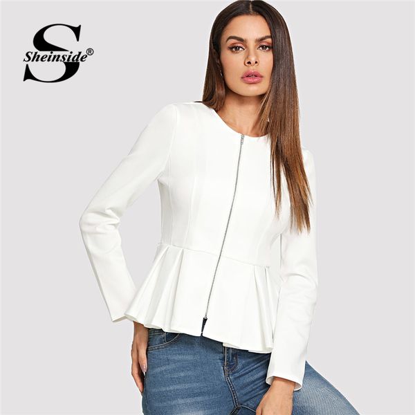 sheinside white zip up box pleated peplum jacket ruffle women autumn coat 2018 clothes elegant outwear womens jackets and coats, Black;brown
sheinside white zip up box pleated peplum jacket ruffle women autumn coat 2018 clothes elegant outwear womens jackets and coats, Black;brown
