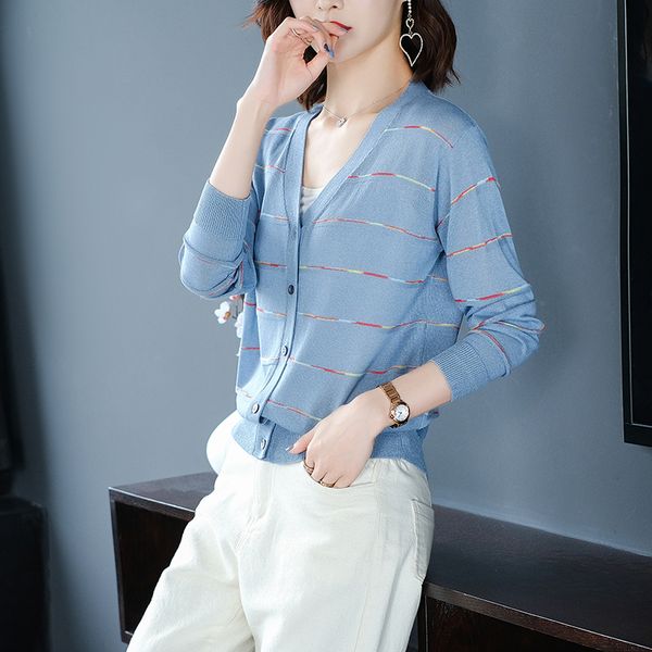 new 2020 women cardigan female summer thin knit coat elegant stripes knit outwear sun protection cardigan, White
new 2020 women cardigan female summer thin knit coat elegant stripes knit outwear sun protection cardigan, White
