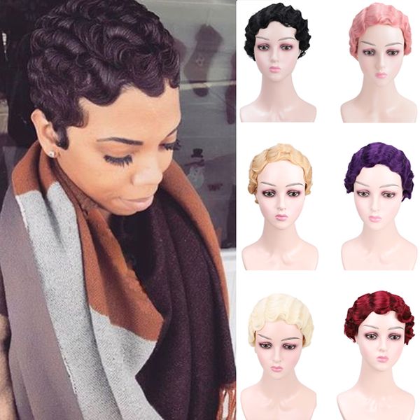 dianqi 7colors wigs for black curly wig short bob synthetic hair wig finger wave for women
dianqi 7colors wigs for black curly wig short bob synthetic hair wig finger wave for women