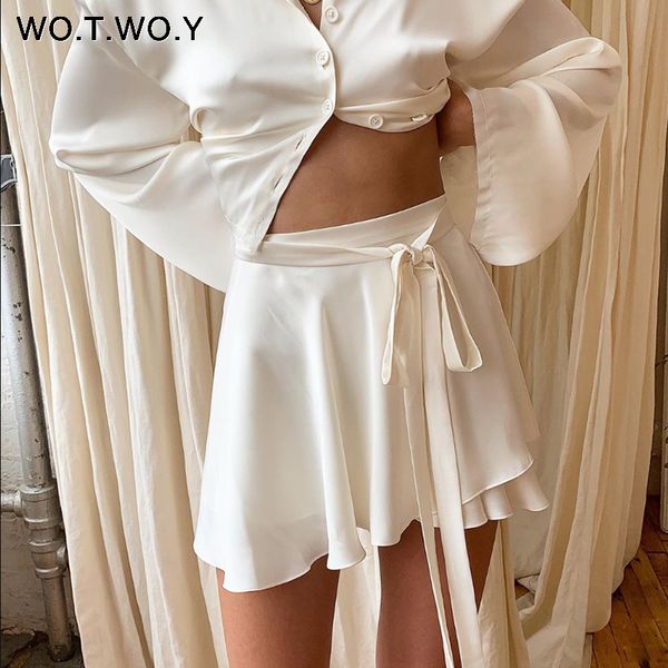 wotwoy summer silk mini skirts women high waist a-line loose skirt women soft black white skirts femme sashes solid jupe
wotwoy summer silk mini skirts women high waist a-line loose skirt women soft black white skirts femme sashes solid jupe