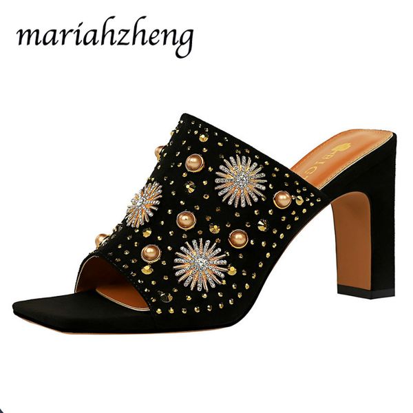 meriahzheng 8.5cm fashion high-heeled women slippers suede metal buckle rivets rhinestone square head fish mouth slippers ds, Black
meriahzheng 8.5cm fashion high-heeled women slippers suede metal buckle rivets rhinestone square head fish mouth slippers ds, Black