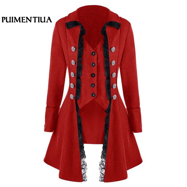 puimentiua women vintage lace trim long jackets medieval steampunk cosplay autumn winter coat female gothic plus size outwear, Black;brown
puimentiua women vintage lace trim long jackets medieval steampunk cosplay autumn winter coat female gothic plus size outwear, Black;brown