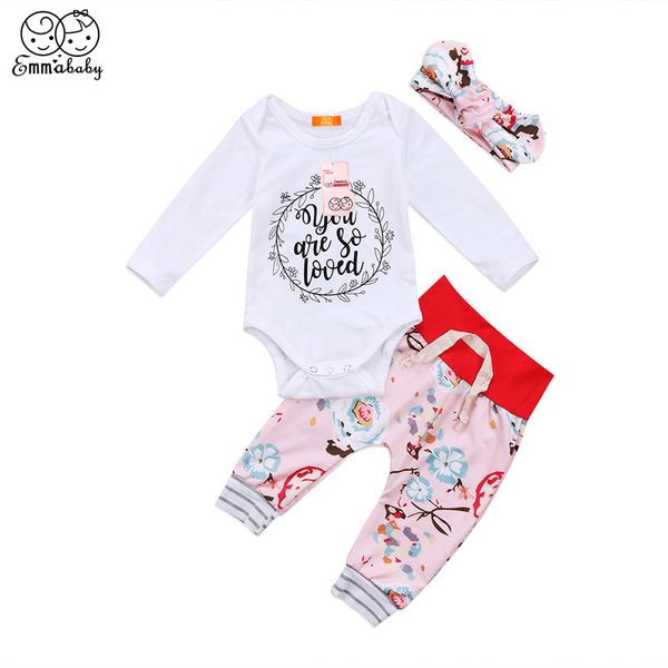 newborn toddler baby girl clothes long sleeve letters printed jumpsuit bodysuit floral pants headband outfits set clothing 3pcs, Pink;blue
newborn toddler baby girl clothes long sleeve letters printed jumpsuit bodysuit floral pants headband outfits set clothing 3pcs, Pink;blue