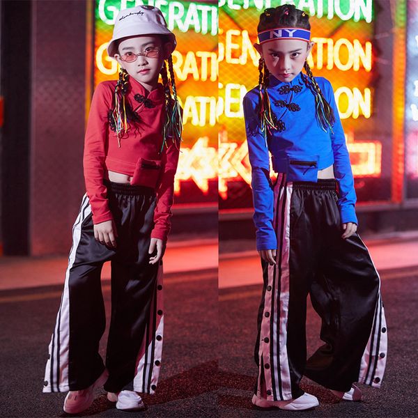 new year's day girls jazz dance costume chinese style hip hop clothing children street wear kids wide leg pants suit tide dl5476, Black;red
new year's day girls jazz dance costume chinese style hip hop clothing children street wear kids wide leg pants suit tide dl5476, Black;red