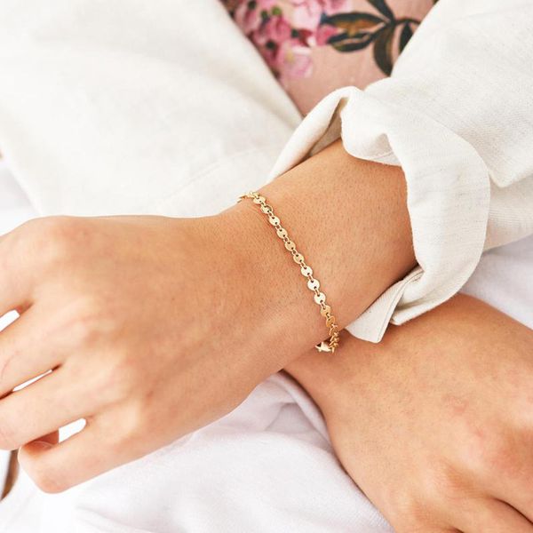minimalist gold color stainless steel charm bracelets for women ins style adjustable chain bracelet round jewelry pulseras mujer, Black
minimalist gold color stainless steel charm bracelets for women ins style adjustable chain bracelet round jewelry pulseras mujer, Black