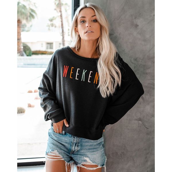 women fashion solid color hoodies fashion autumn crew neck shirt designer letters printed women brand loose sweater solid color hoodies, Black
women fashion solid color hoodies fashion autumn crew neck shirt designer letters printed women brand loose sweater solid color hoodies, Black