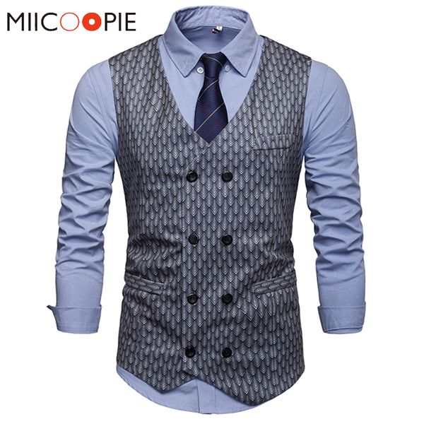 double breasted suit vest 2019 new fish scale printed nightclub vest colete masculino men sleeveless jacket wedding waistcoat, Black;white
double breasted suit vest 2019 new fish scale printed nightclub vest colete masculino men sleeveless jacket wedding waistcoat, Black;white