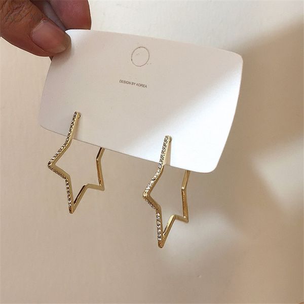 aomu 2020 new korean metal gold matte hollow pentagram star rhinestone loop hoop earrings for women gifts party wedding jewelry, Golden;silver
aomu 2020 new korean metal gold matte hollow pentagram star rhinestone loop hoop earrings for women gifts party wedding jewelry, Golden;silver