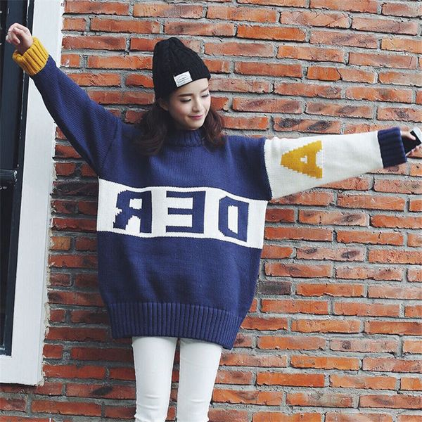 2019 new autumn winter pullover sweater woman long sleeve loose jumper pullovers spell color letter oversize sweaters girls x41, White;black
2019 new autumn winter pullover sweater woman long sleeve loose jumper pullovers spell color letter oversize sweaters girls x41, White;black