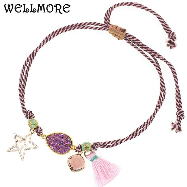 wellmore handmade bohemia anklet bracelet rope chain water drop anklets lace-up glass charm bracelet women foot jewelry, Red;blue 
wellmore handmade bohemia anklet bracelet rope chain water drop anklets lace-up glass charm bracelet women foot jewelry, Red;blue