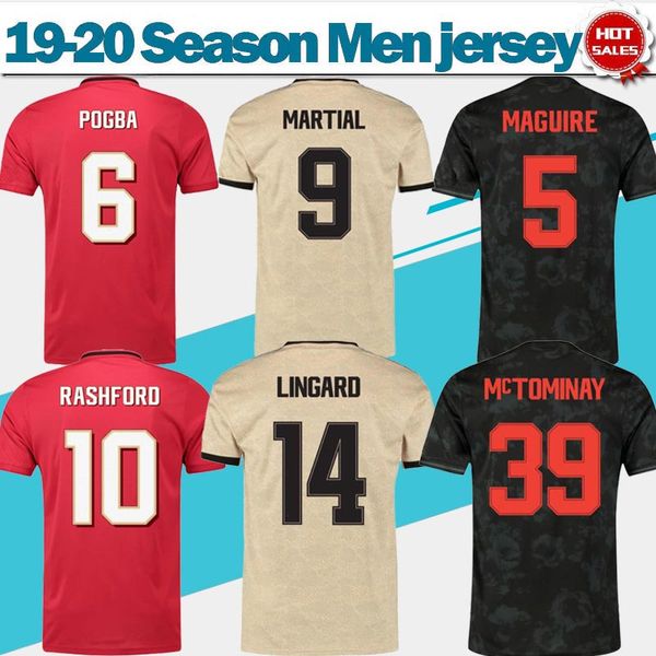 

cup font 2020 united home red #6 pogba soccer jersey 19/20 away #9 martial third soccer shirt football uniforms, Black;yellow