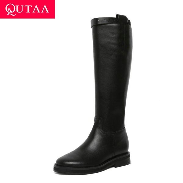 qutaa knee high boots new autumn winter round toe zipper pu+genuine patent leather square low heel women shoes size 34-39, Black
qutaa knee high boots new autumn winter round toe zipper pu+genuine patent leather square low heel women shoes size 34-39, Black