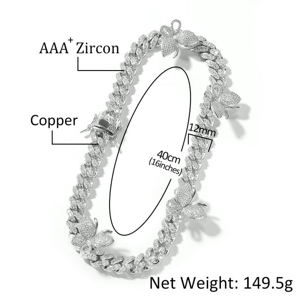 the bling king 12mm cz rotate butterfly necklace iced out zircon custom color luxury bling jewelry fashion hiphop for men, Silver
the bling king 12mm cz rotate butterfly necklace iced out zircon custom color luxury bling jewelry fashion hiphop for men, Silver